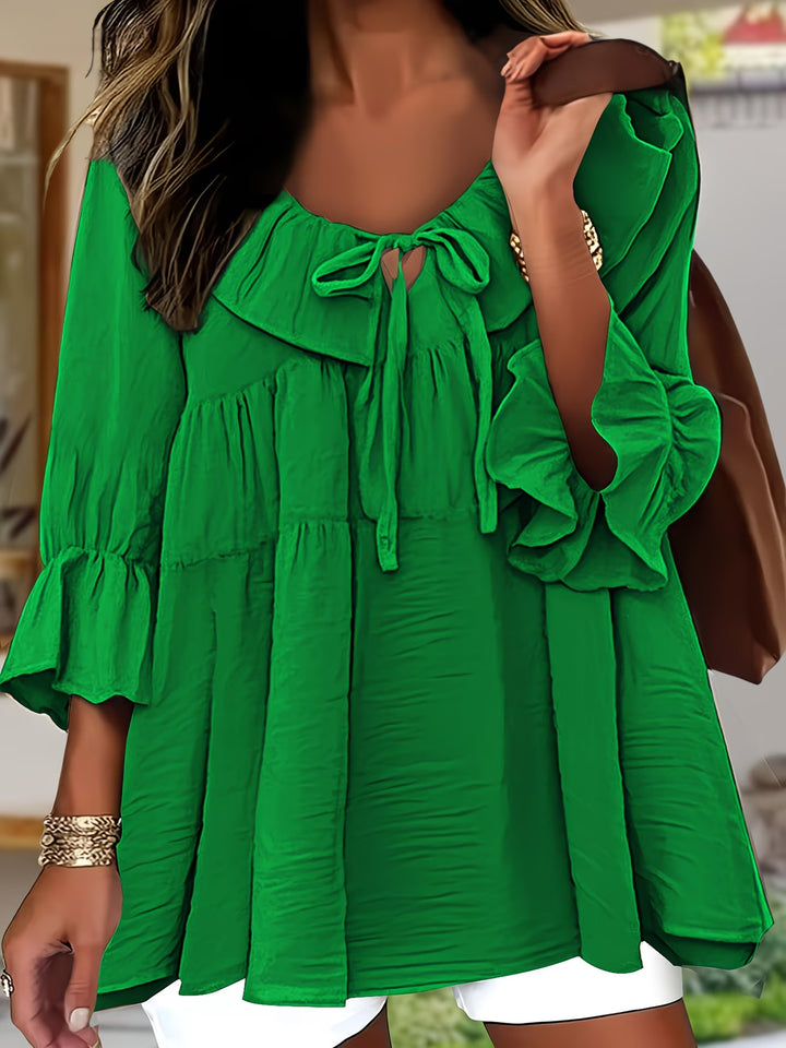 Garbine - Elegant Ruffle Neck Blouse