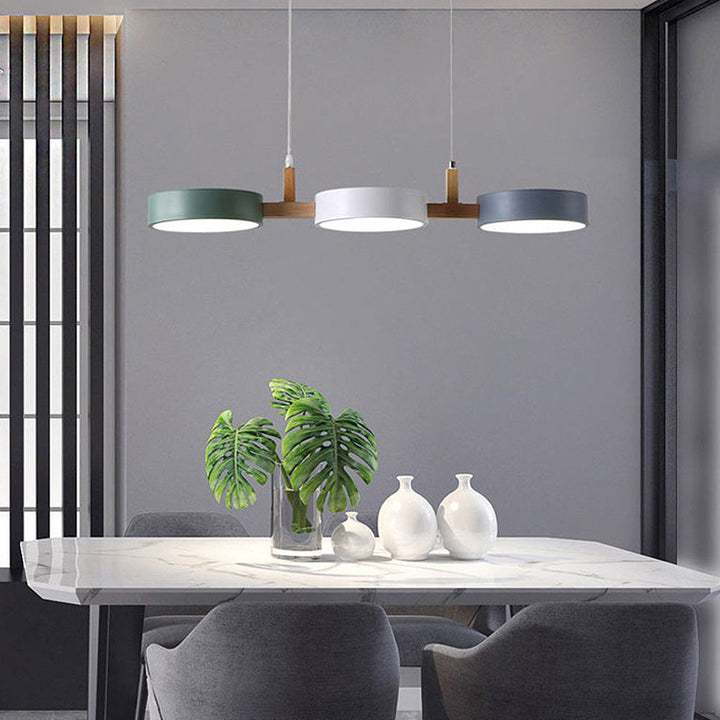 Lumévo - Cylinder Pendant Lamp Scandinavian Metal And Wood Design