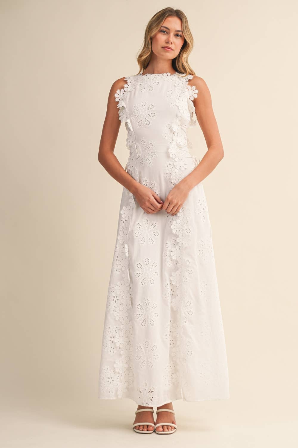Azalia - Sleeveless Embroidered Floral Maxi Dress