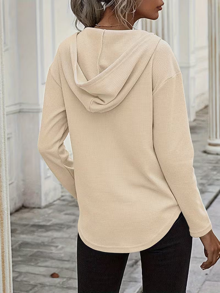 Heydi - Long Sleeve Curved Hem Hooded Sweatshirt