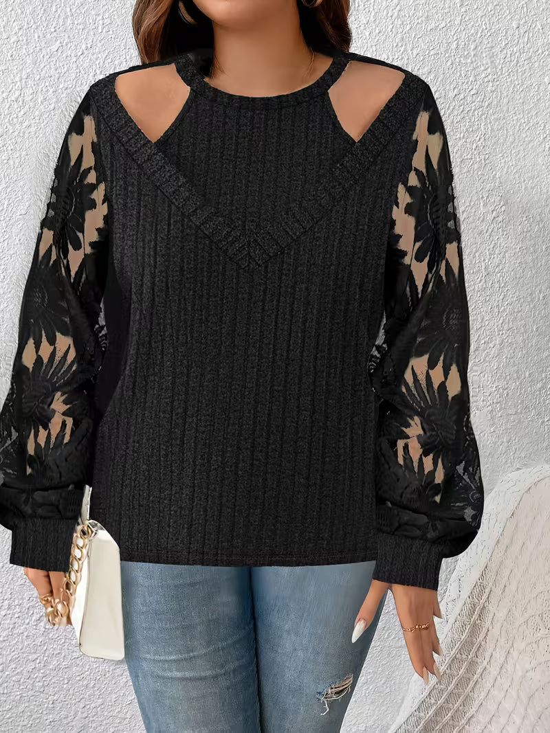 Suchinda - Double-Layer Lace-Up Long Sleeve T-Shirt