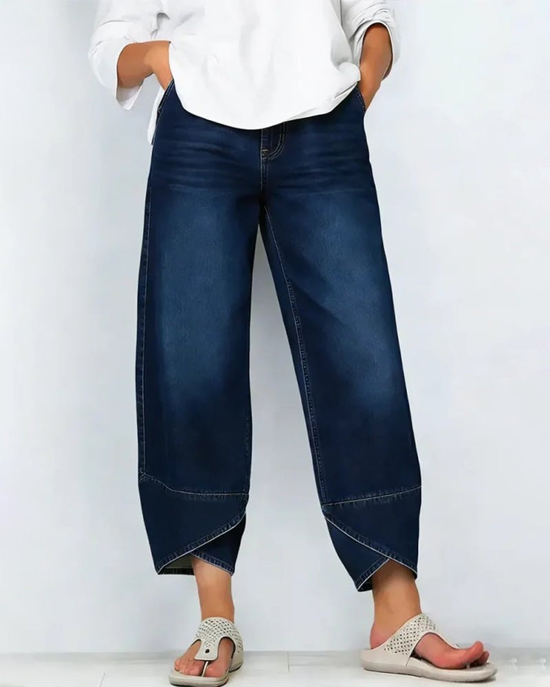 Synira - Casual Wide-Leg Cropped Jeans