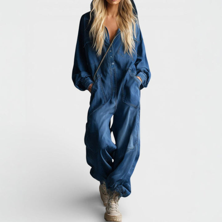 Estielle - Denim Jumpsuit With Hooded