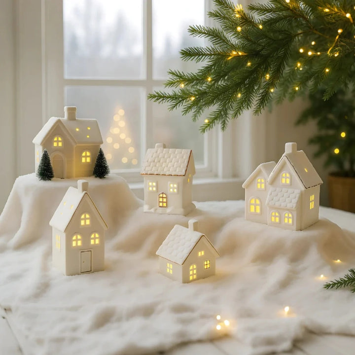 SnowLume - Ceramic Christmas Village LED Décor Set