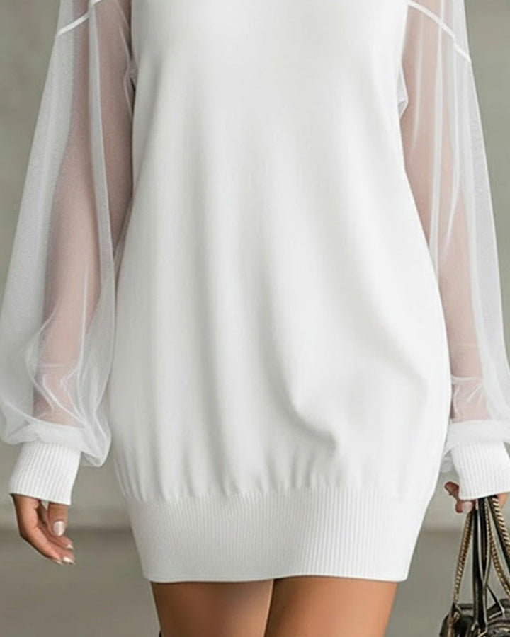Yenaya - Lantern Sleeve Knit Mini Dress