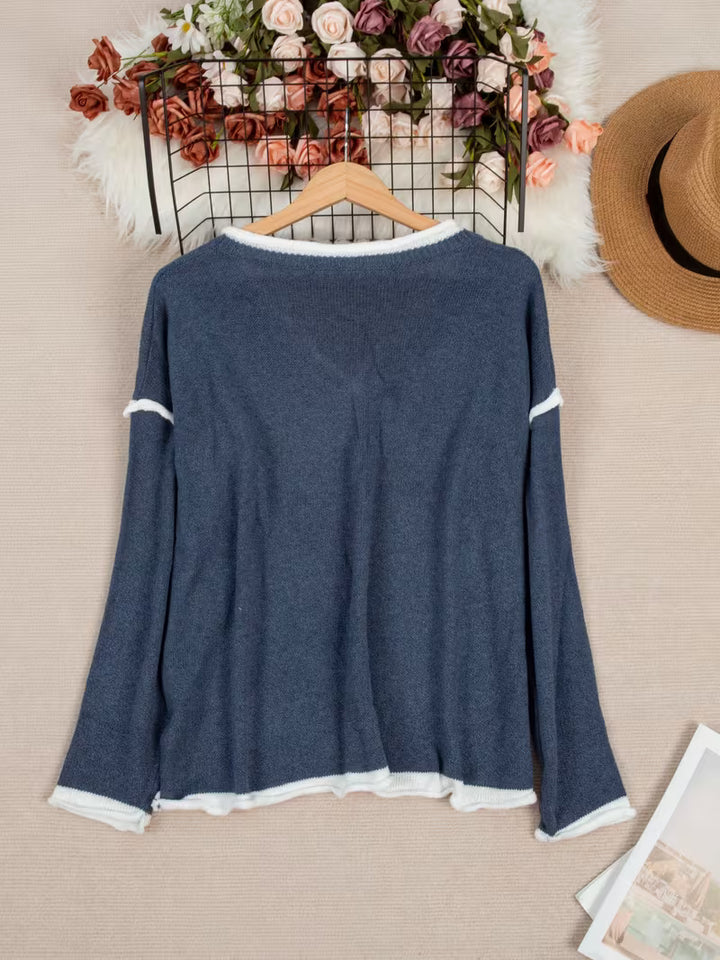 Ginny - Casual Long Sleeve And V-Neck Sweater