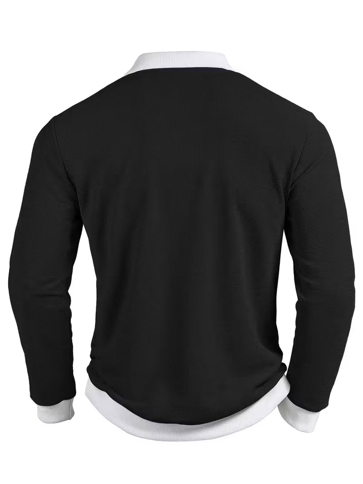 Gennady - Textured Waffle Knit Shirt With Contrast Collar