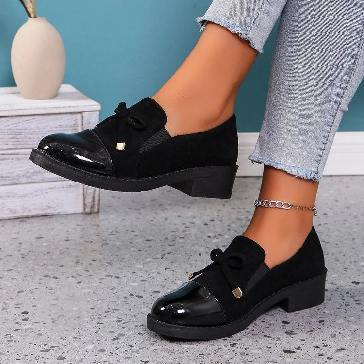 Azahra - Elegant Slip-On Loafers With Bow