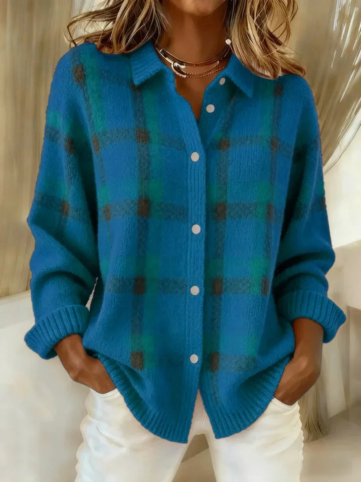 Anny - Casual Plaid Knitted Button-Up Sweater