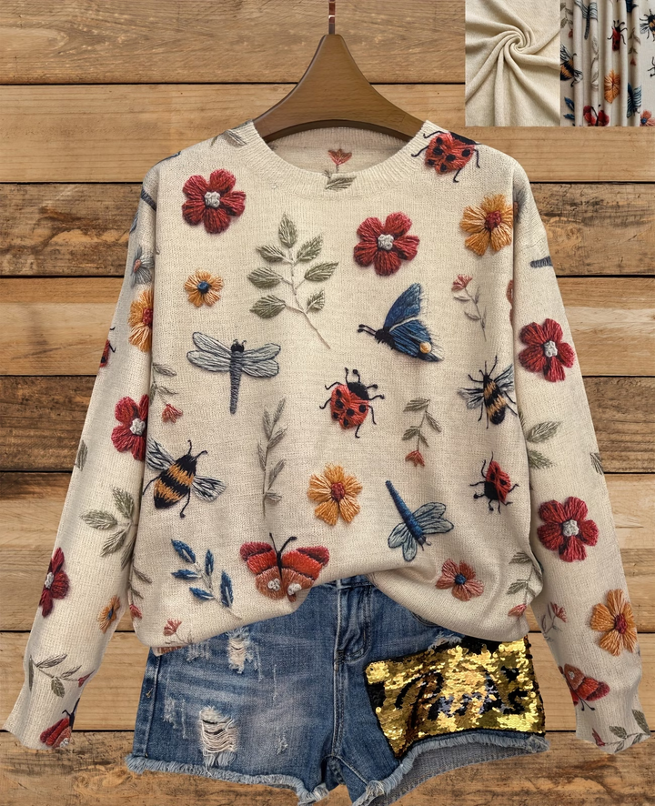 Neriita - Sweater With Floral and Insect Print