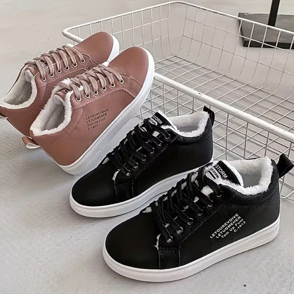 Arlena - Winter Lace-Up Sneakers with Fur Lining