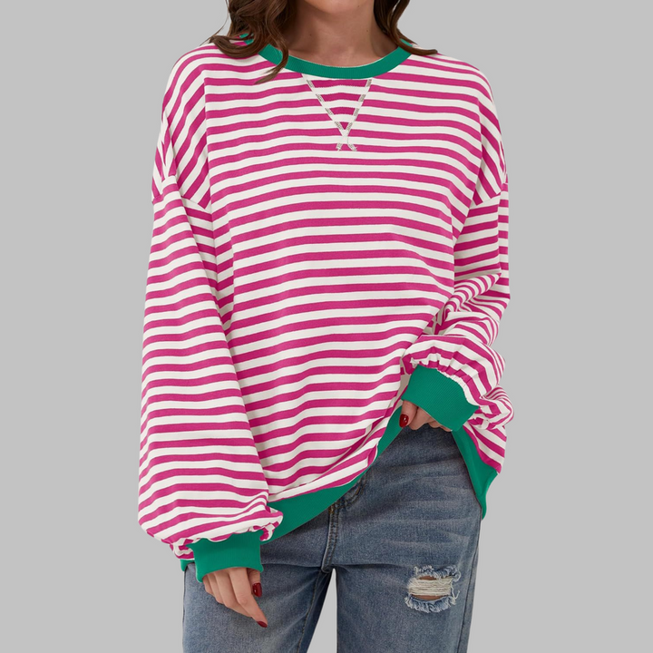 Melorna - Stylish Long Sleeve Striped Sweater