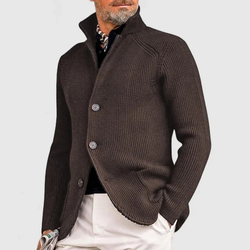 Maester - Elegant Long Sleeve Cardigan With Button