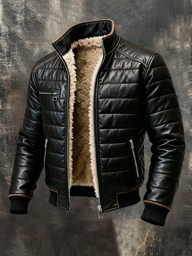 Aleksander- Warm Plush Soft Leather Outdoor Jacket