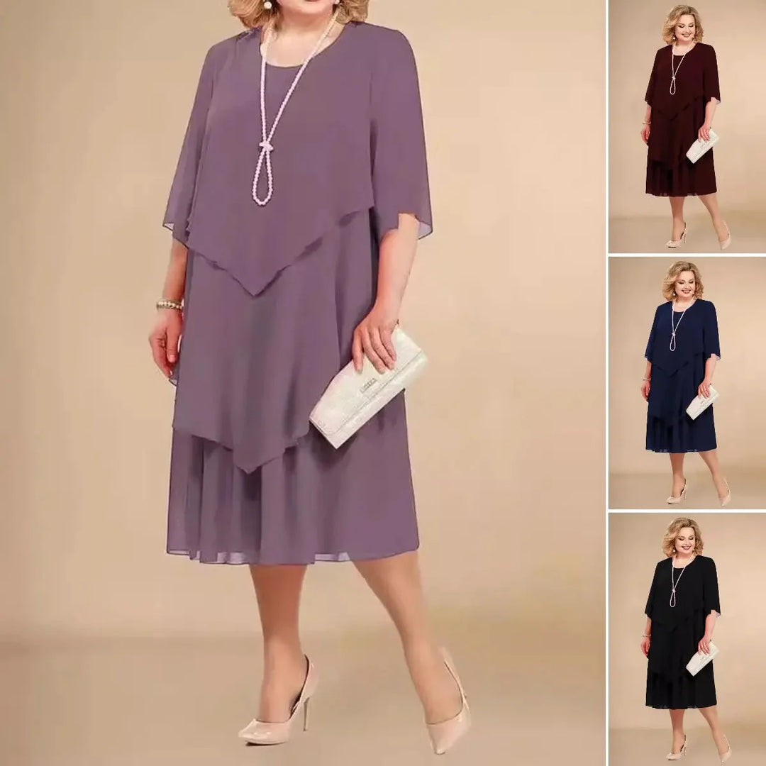 Leva - Elegant Chiffon Dress With Irregular Layers