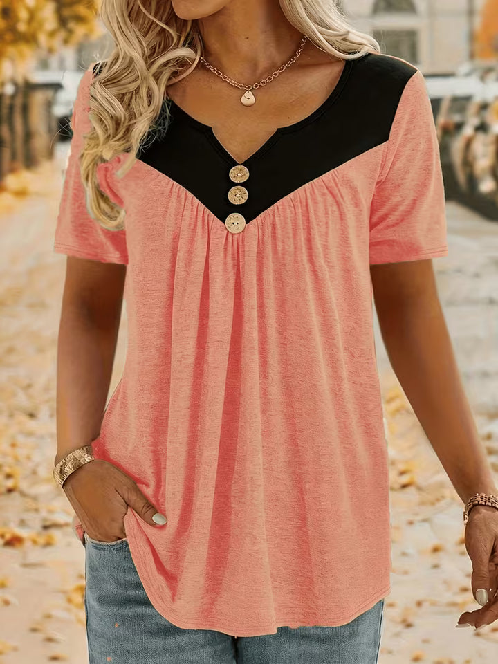Kaielle - Short Sleeve T-Shirt With Button
