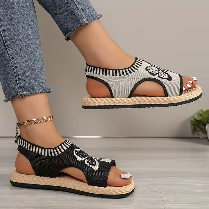 khulood - Comfortable Butterfly Pattern Flat Sandals