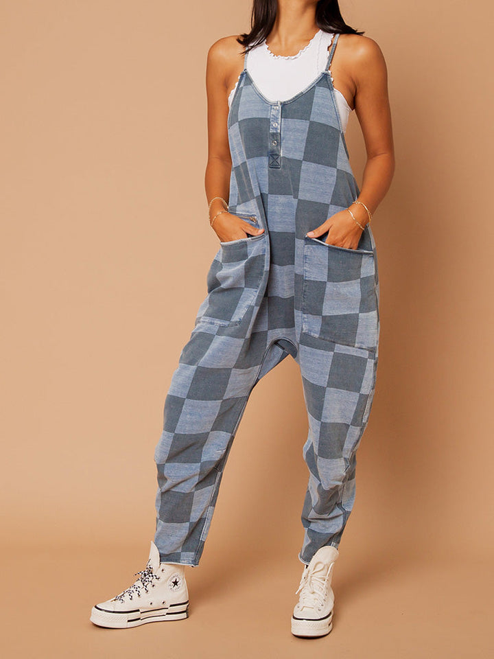 Arija - Oversized Checkred Jumpsuit