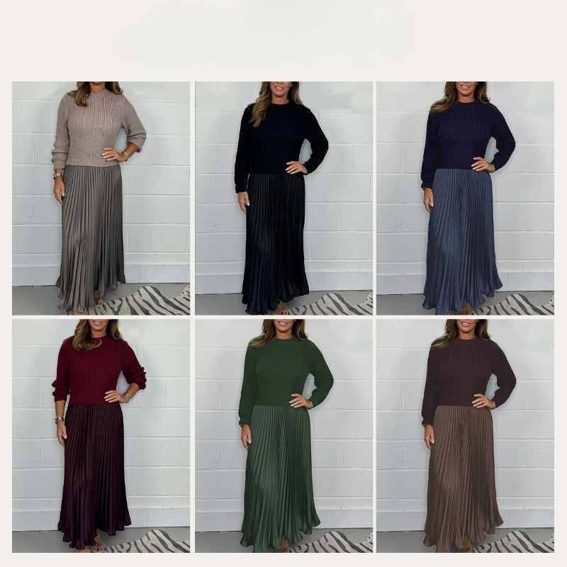 Yennefer - Elegant And Stylish Pleated Dresses With Round Neck