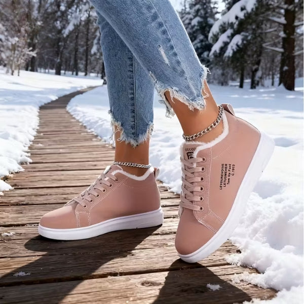 Arlena - Winter Lace-Up Sneakers with Fur Lining