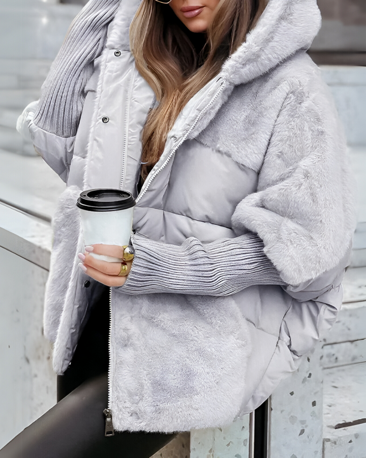 Opheia - Long Sleeve Coat With Fur
