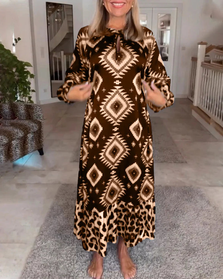 Mariah - Leopard Print Long Sleeve Maxi Dress