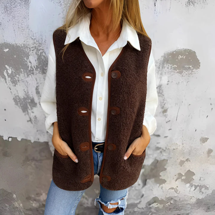 Jacklyn - Teddy Vest With Button