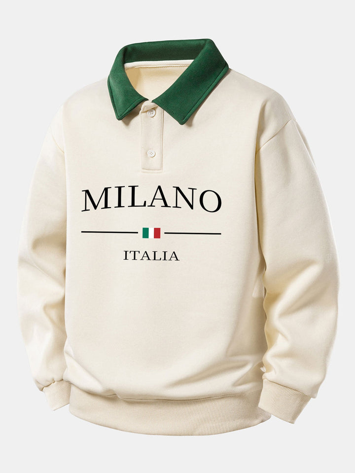 Gideon - Milano Print Contrast Polo Sweatshirt