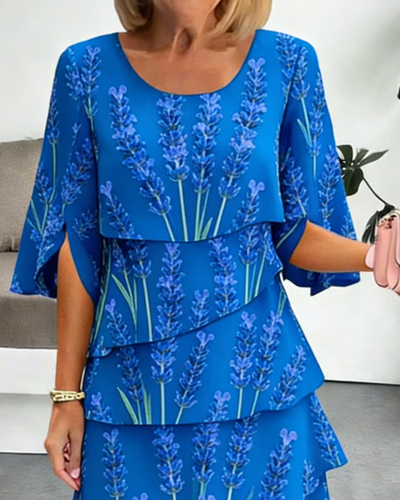 Liania - Lavender Print Layered Dress