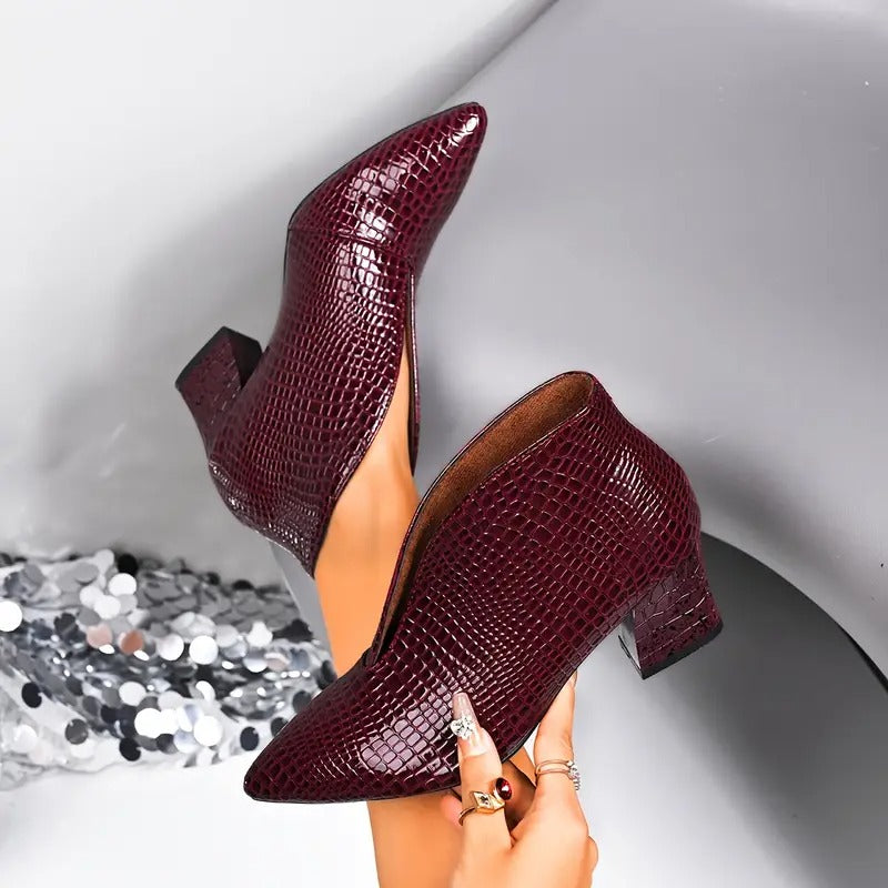 Leonilda - Elegant V-Cut Ankle Boots