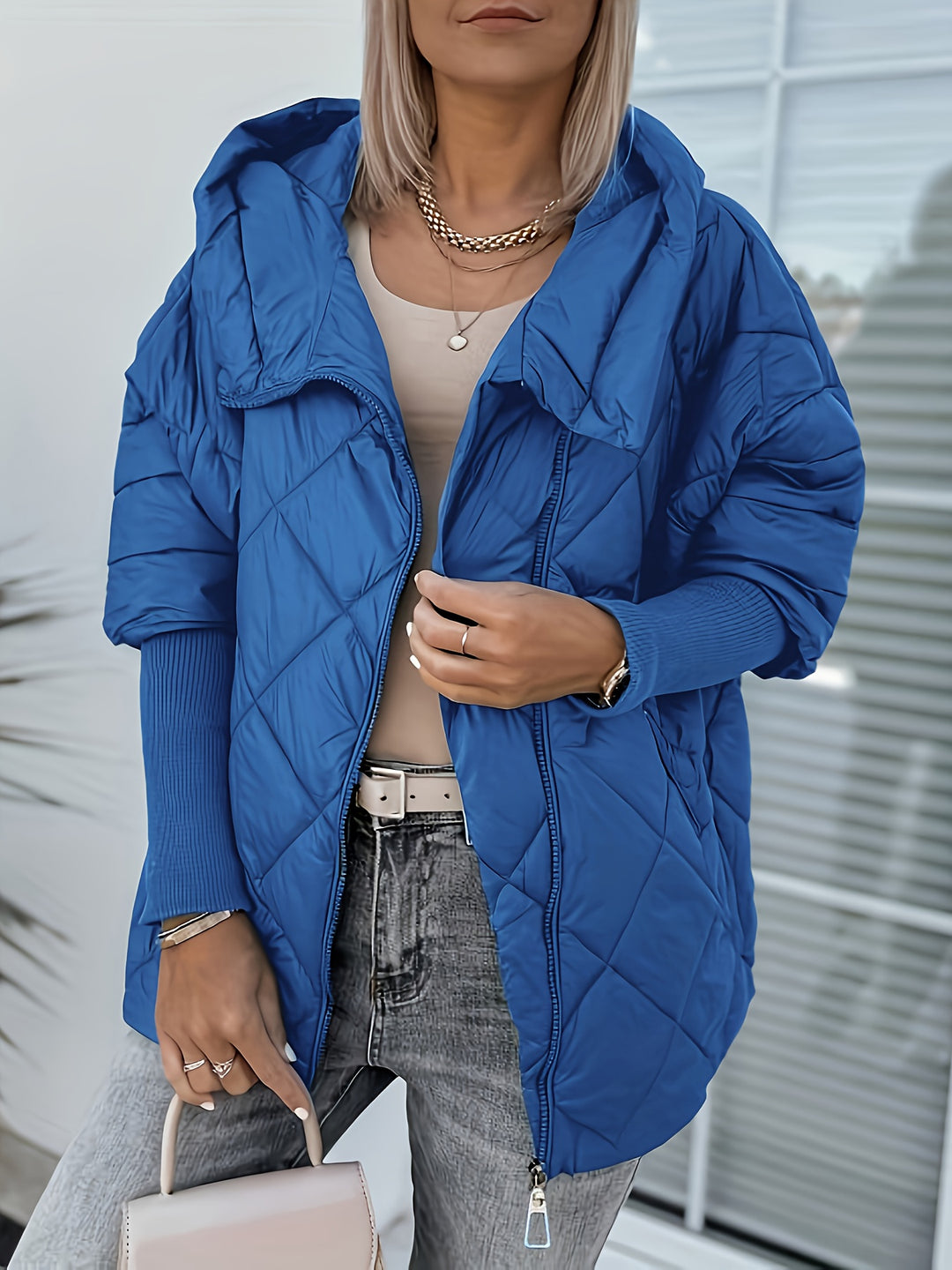Ariantha - Quilted Hooded Jacket With Zipper