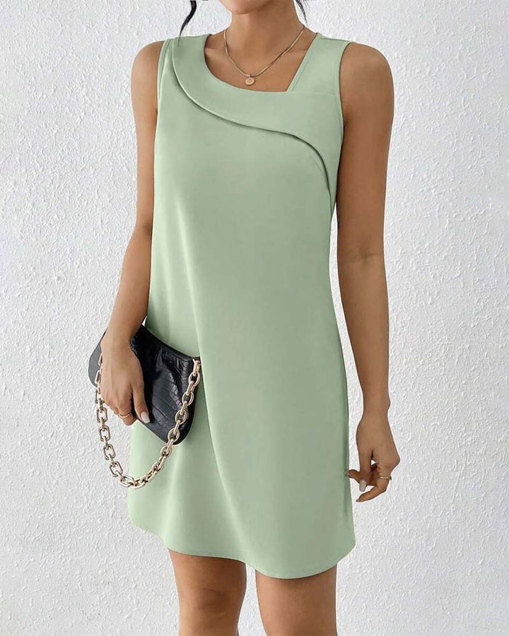 Ayna - Sleeveless Dress with Asymmetrical Collar