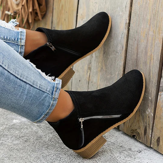 Farah - Orthopedic Leather Ankle Boots With Zipper