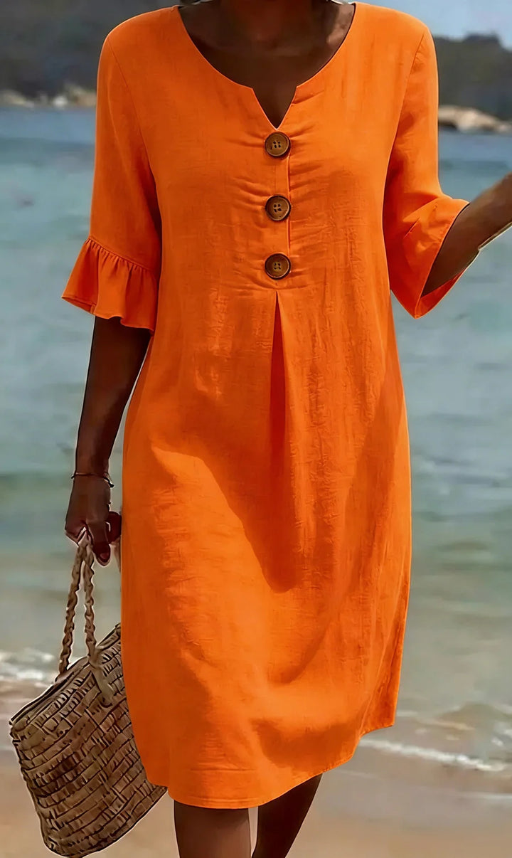 Mlaina - Elegant Midi Dress With Button