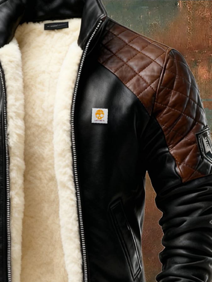Enzo- Quilted Plush Lined Lether Jacket