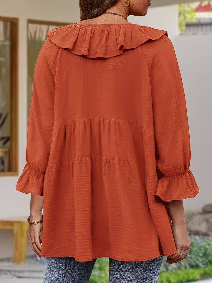Garbine - Elegant Ruffle Neck Blouse