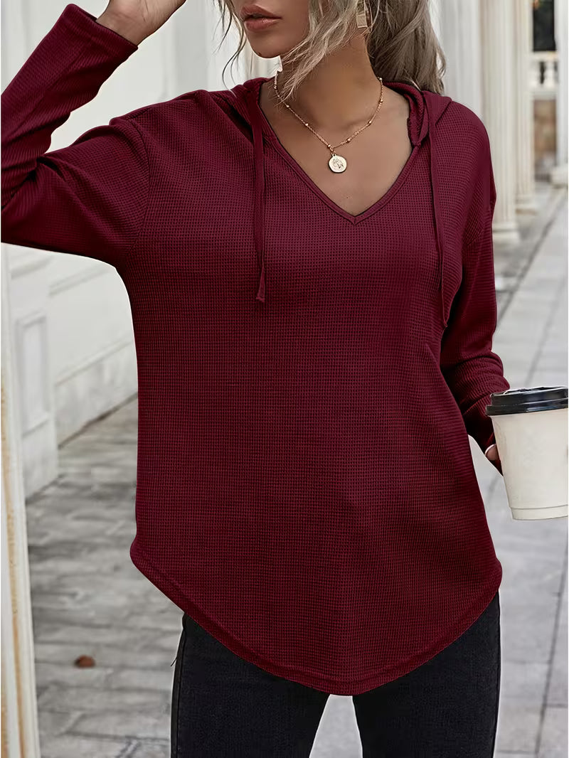 Heydi - Long Sleeve Curved Hem Hooded Sweatshirt