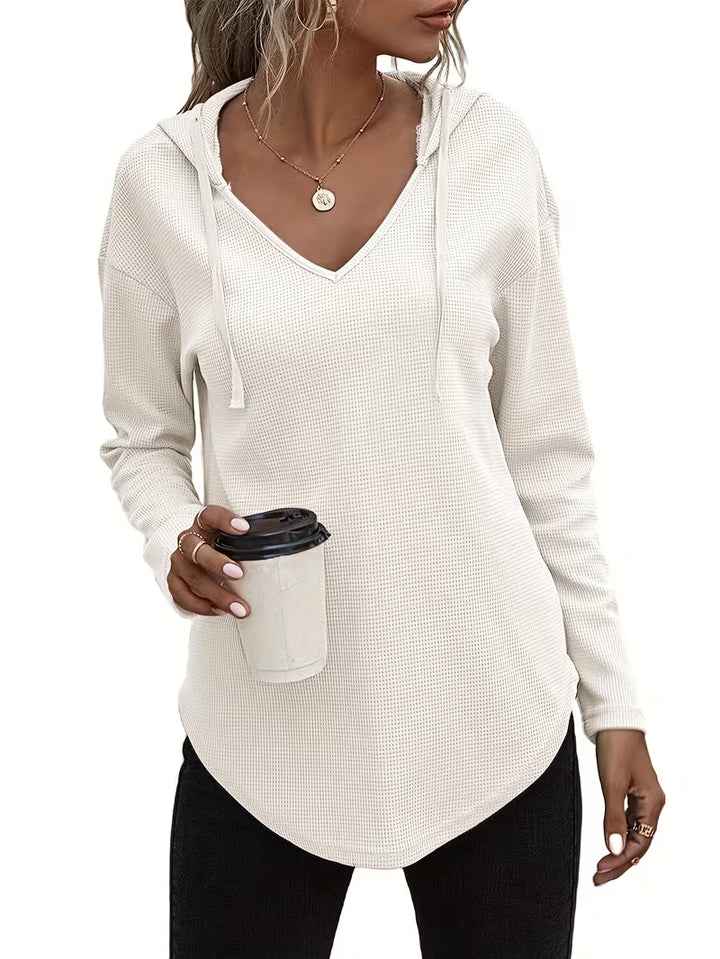 Heydi - Long Sleeve Curved Hem Hooded Sweatshirt