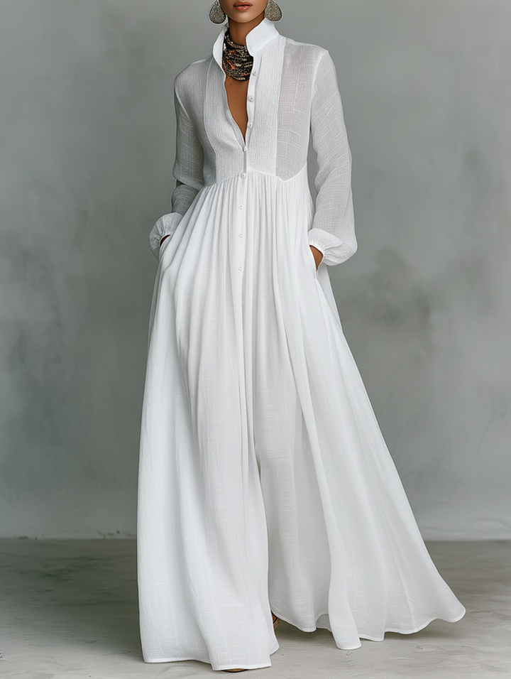 Sheilan - Elegant Maxi Dress With Buttons
