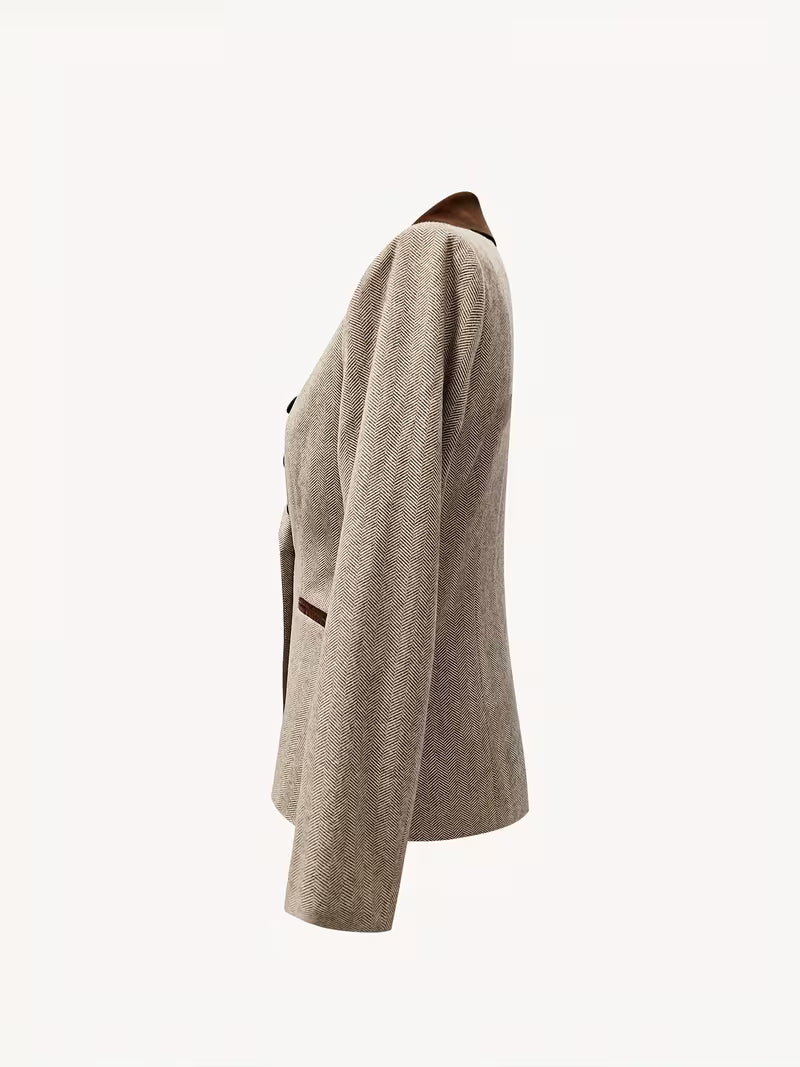 Yessica - Long Sleeve Stripe Pattern Coat