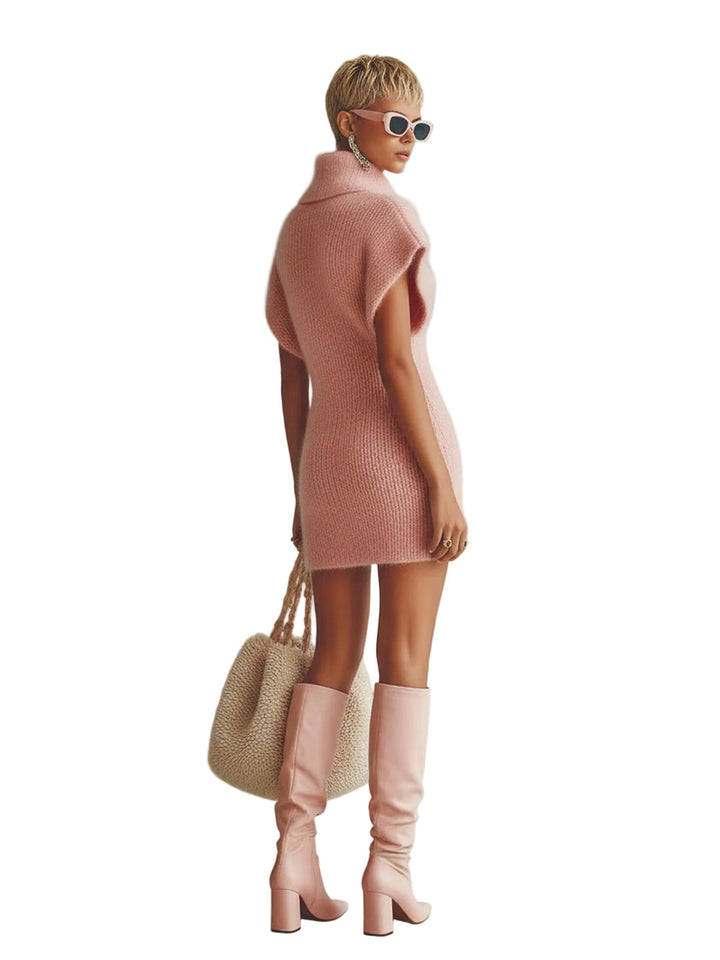 Ceyda - Knitted Mini Dress With Button Front