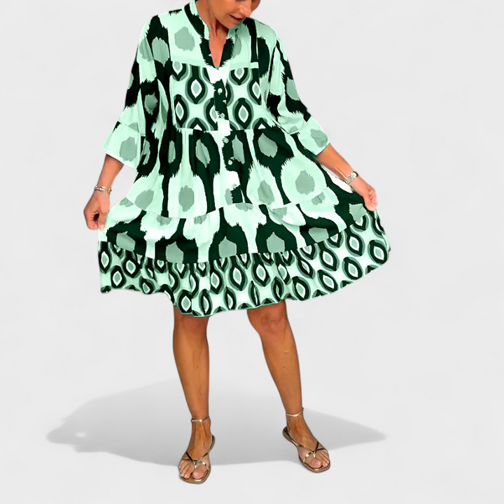 Suciana - Boho Print V-Neck Dress