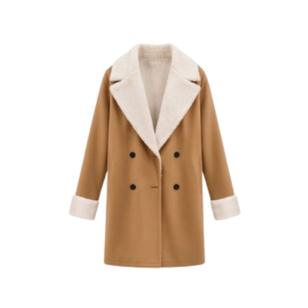 Corora - Long Coat With Fleece Collar and Cuffs