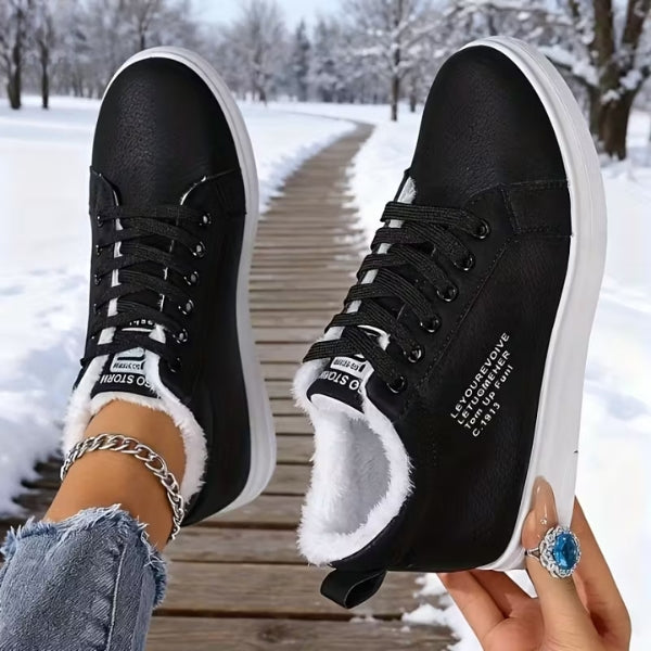 Arlena - Winter Lace-Up Sneakers with Fur Lining