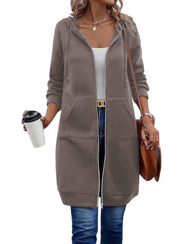 Dfida - Casual Fleece Hoodie WithZip Up