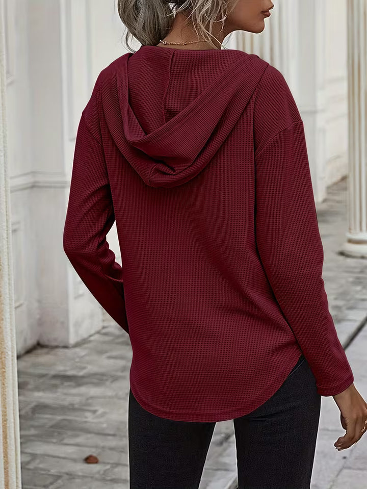 Heydi - Long Sleeve Curved Hem Hooded Sweatshirt