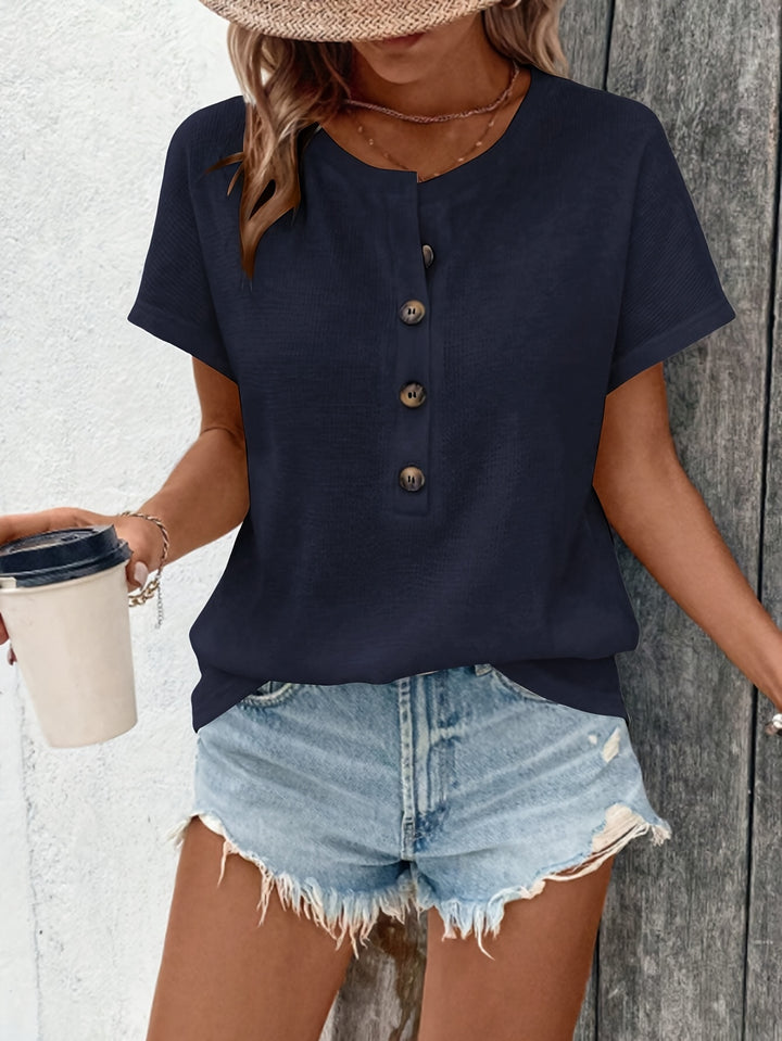 Marylou - Casual Crew Neck Short Sleeve Top