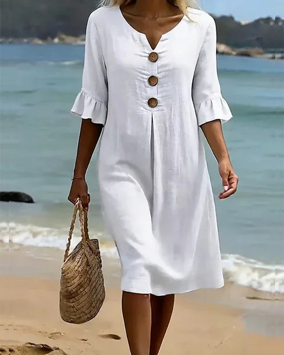 Mlaina - Elegant Midi Dress With Button