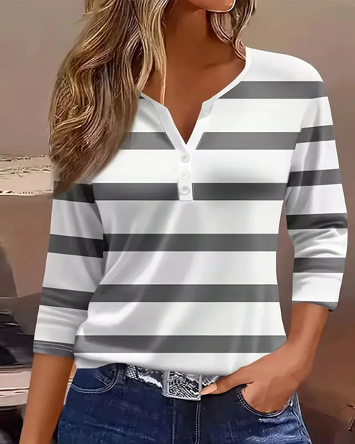 Ainhoa - Long Sleeved, Universal Striped Blouse