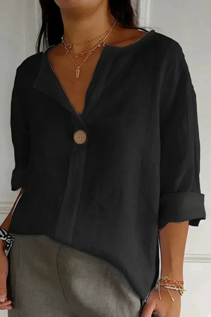 Chalina - Linen Blouse with V-Neck